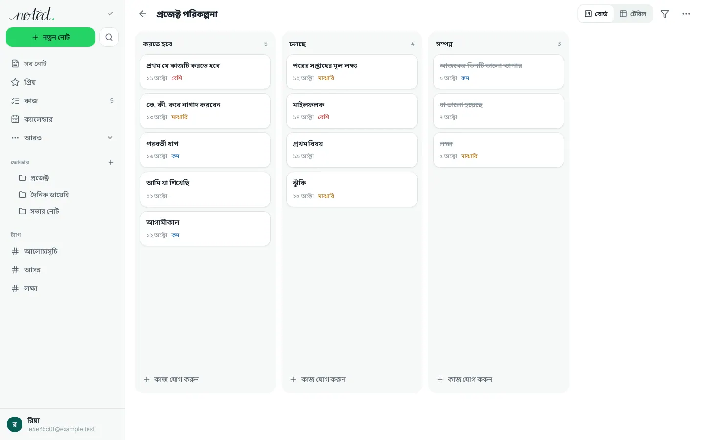 কলামে সাজানো কাজসহ প্রজেক্ট বোর্ড